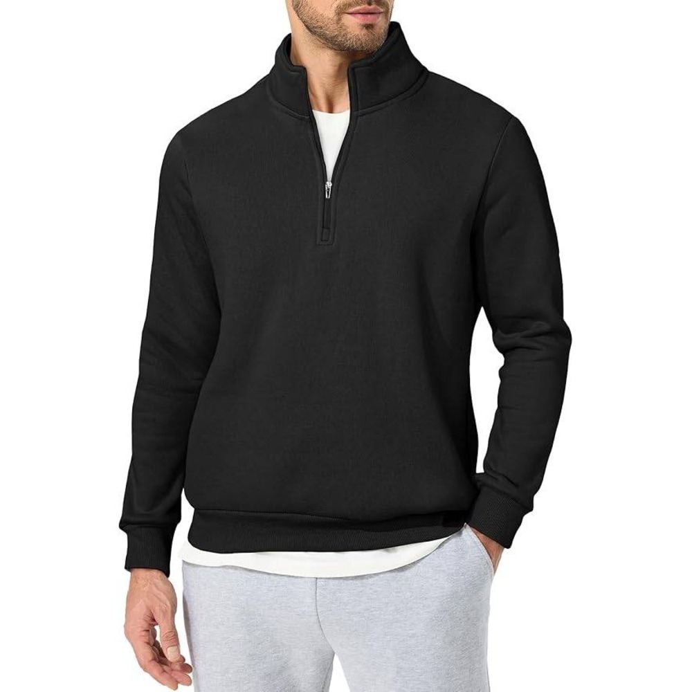 MSRP $29 JMIERR Men's L Quarter Zip Pullover Polo Sweater Mock Neck Long Sleeve